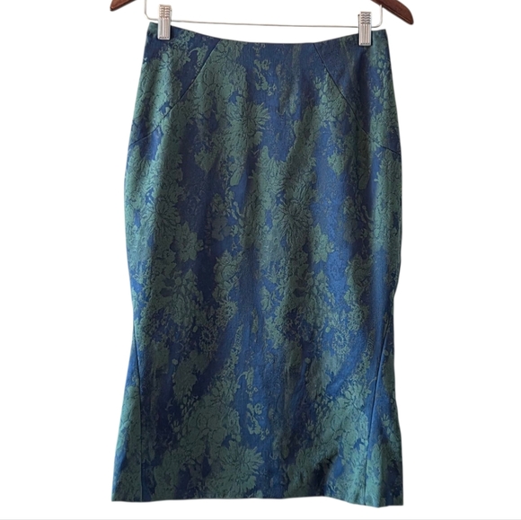 Zac Posen Vintage Jacquard Printed Mermaid Pinup Feminine Knee Skirt Size 4 - Picture 2 of 13